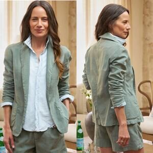 Frank & Eileen Dublin Performance Linen Blazer Rosemary Open Front Size Medium